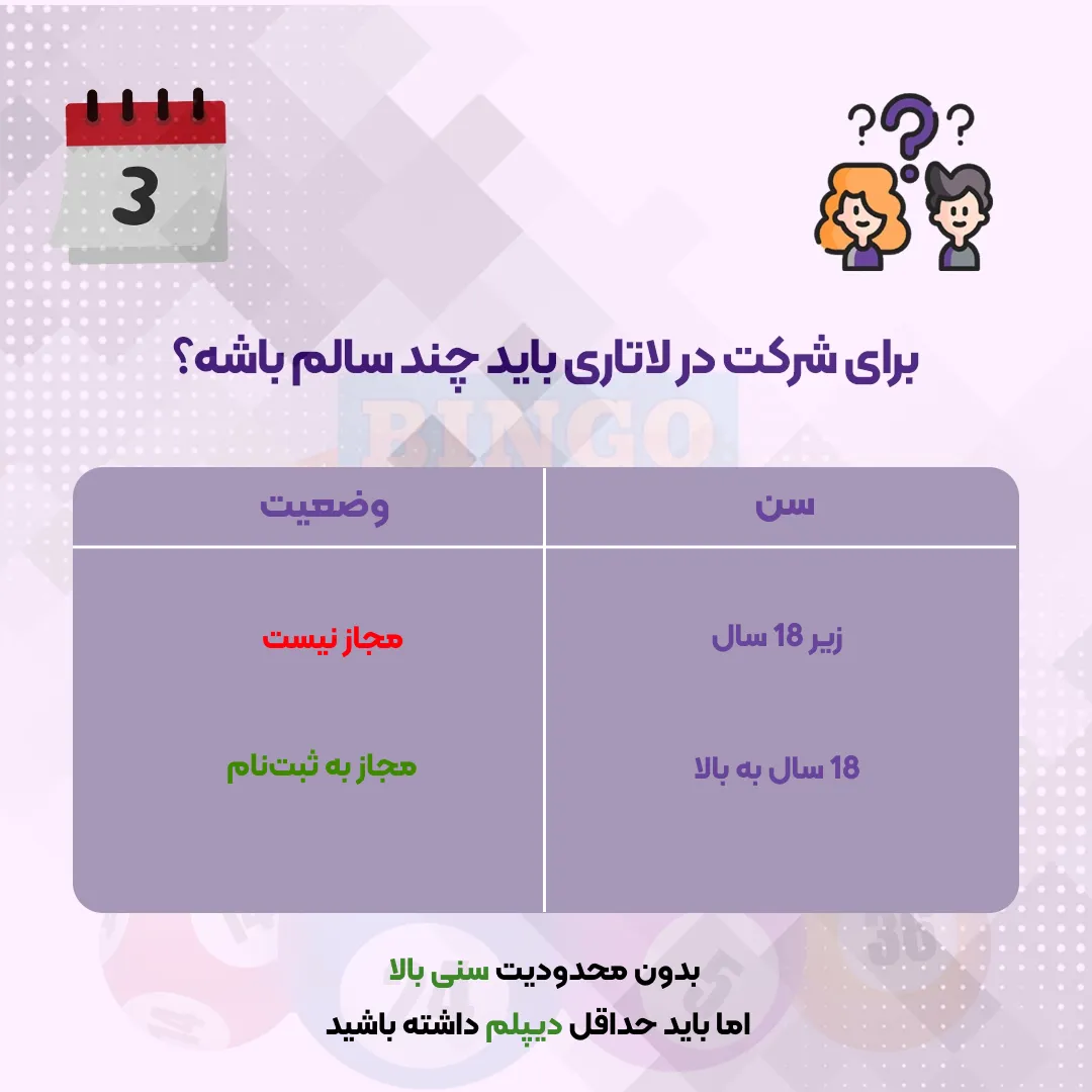 برای شرکت در لاتاری باید چند سالم باشه
